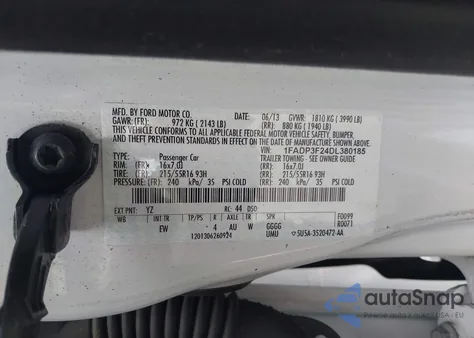 2013 Ford Focus Se из США, поврежденный, VIN 1FADP3F24DL380185